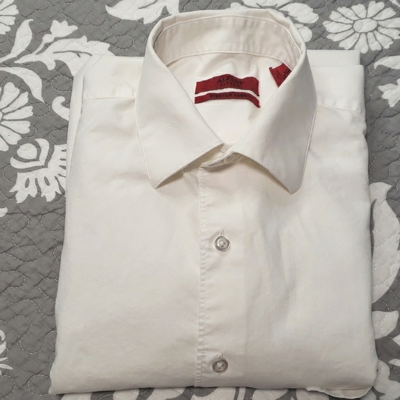 Alfani Fitted Stretch Fabric White Button Down Business Shirt, 15 1/2 32-33 - Picture 13 of 15